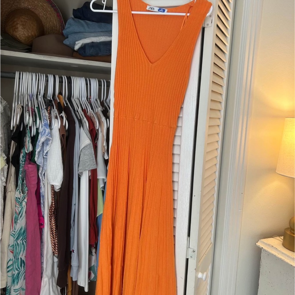 Zara Vibrant Orange Maxi Dress